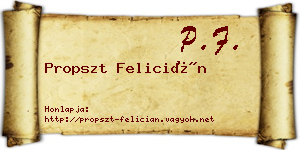 Propszt Felicián névjegykártya
